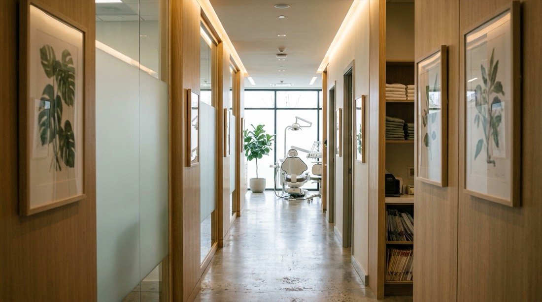 Video poster: a slow tracking shot through the Lumen studio lounge and treatment suites